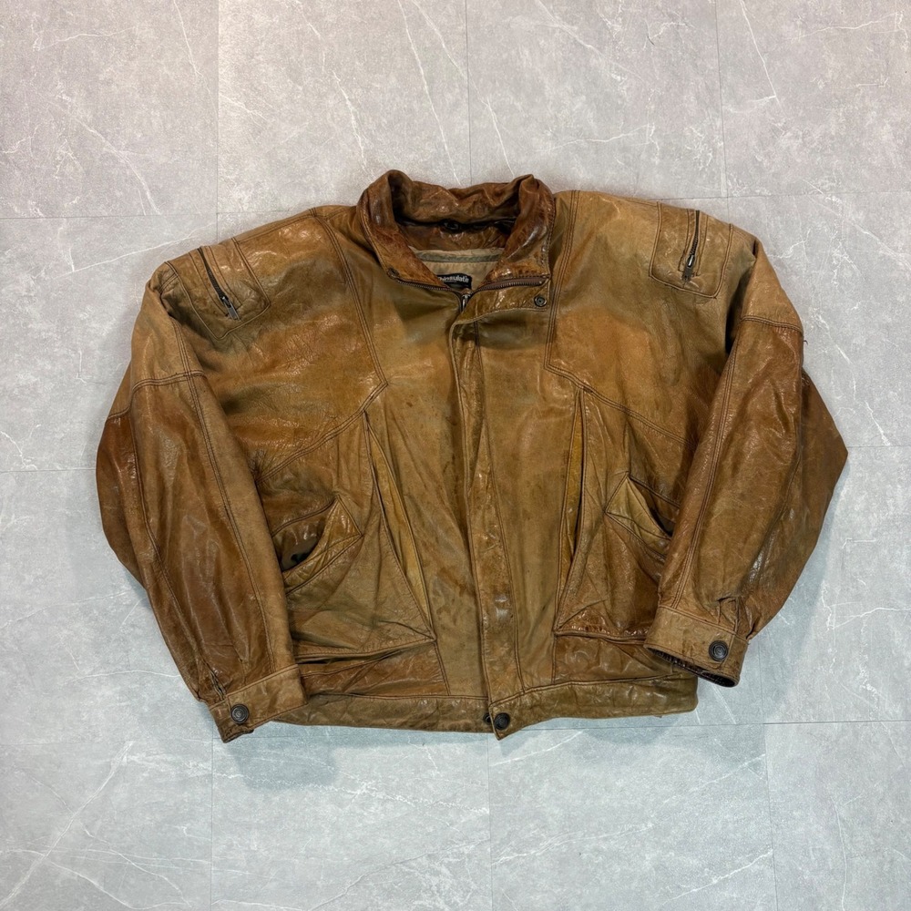 Adventure Bound Originals Mens Brown Leather Bomber Jacket Thinsulate Medium